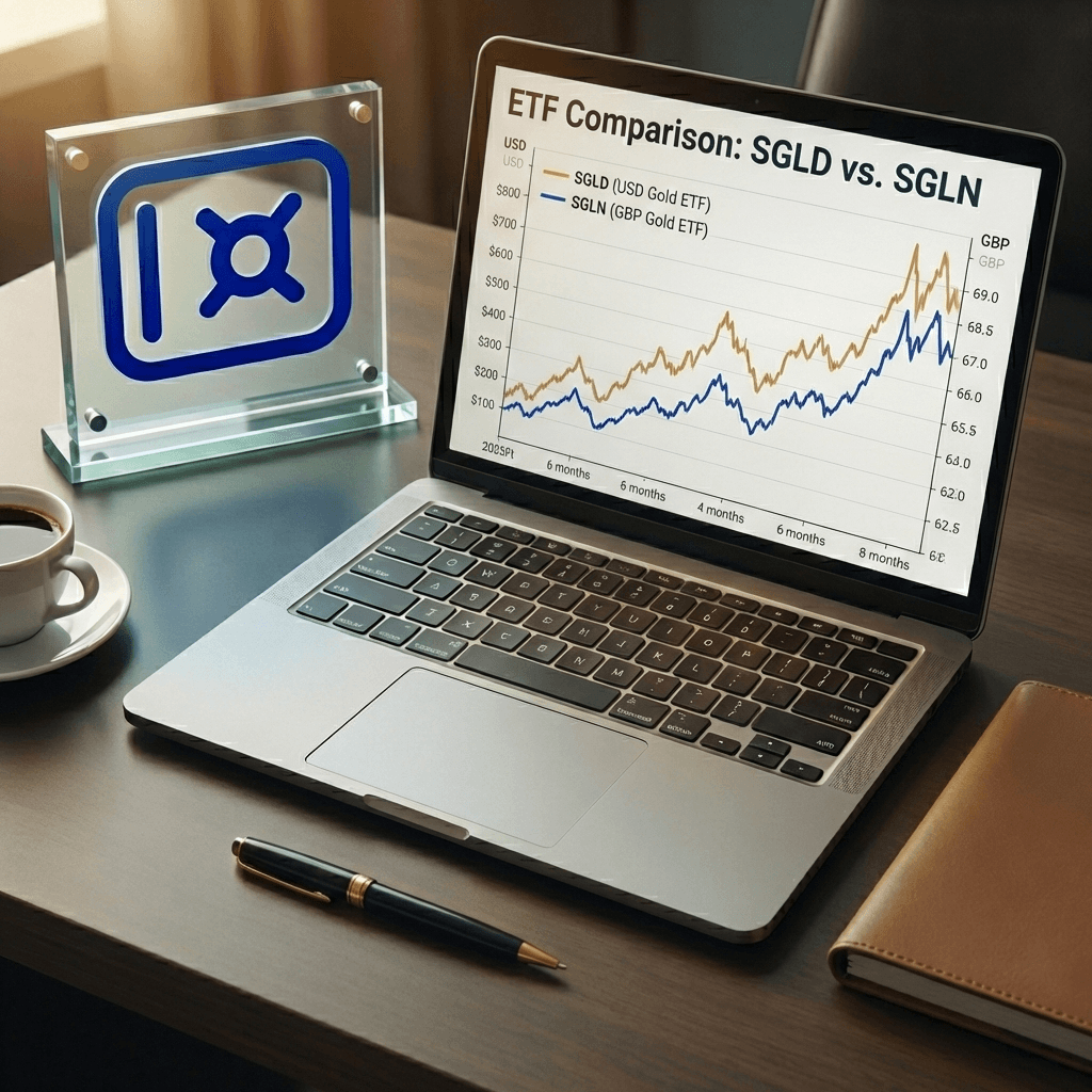 Computer screen with ETFs comparison